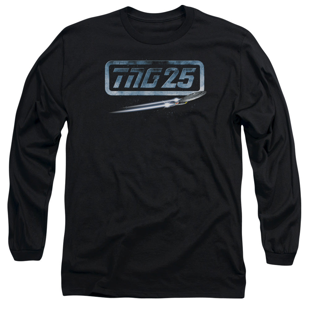 Star Trek - Tng 25 Enterprise - Long Sleeve Adult 18/1 - Black T-shirt