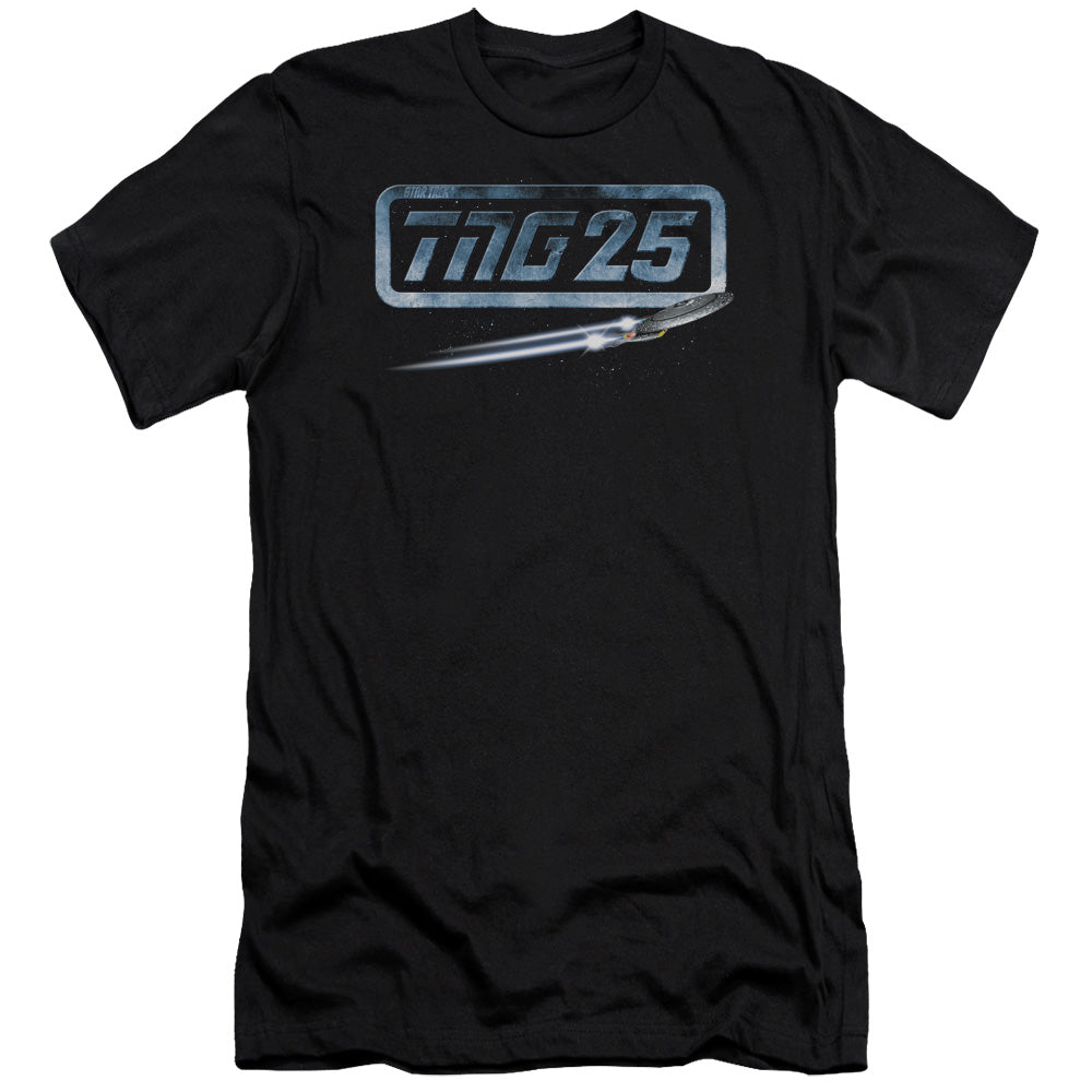 Star Trek - Tng 25 Enterprise - Short Sleeve Adult 30/1 - Black T-shirt