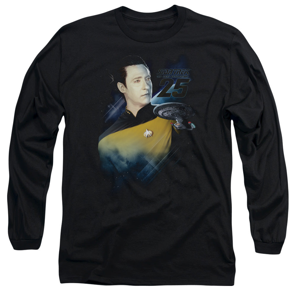 Star Trek - Data 25th - Long Sleeve Adult 18/1 - Black T-shirt