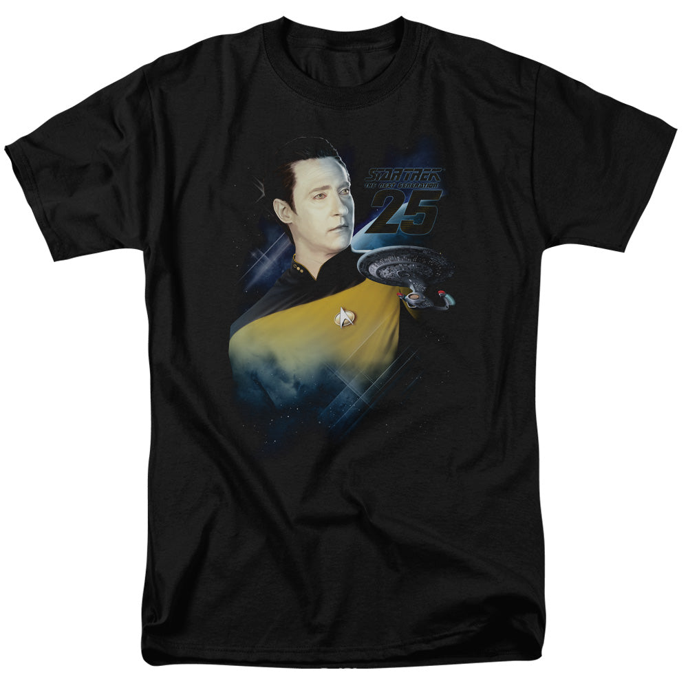 Star Trek - Data 25th - Short Sleeve Adult 18/1 - Black T-shirt