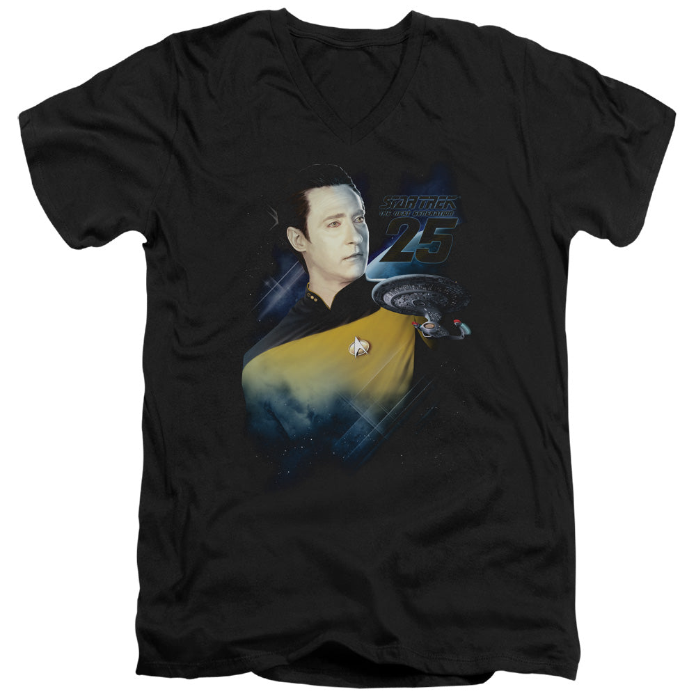 Star Trek - Data 25th - Short Sleeve Adult V-neck - Black T-shirt