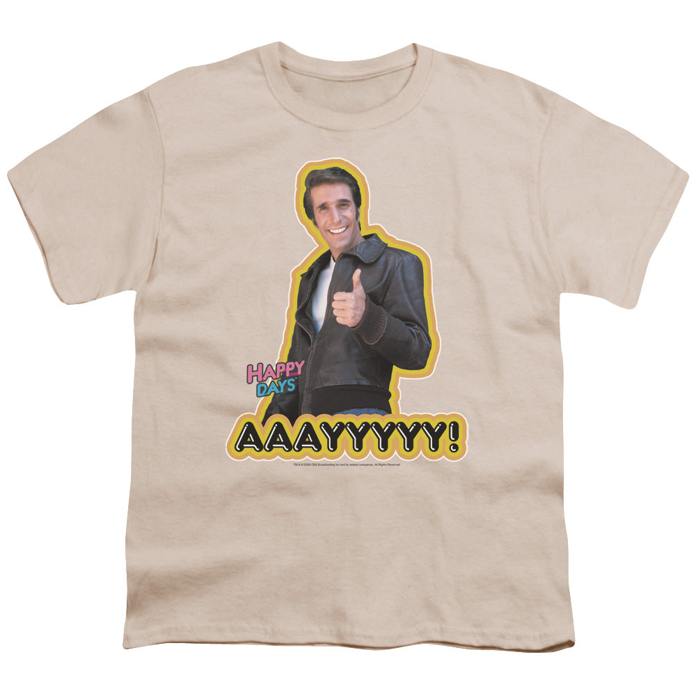 Happy Days - Aaayyyyy - Short Sleeve Youth 18/1 - Sand T-shirt