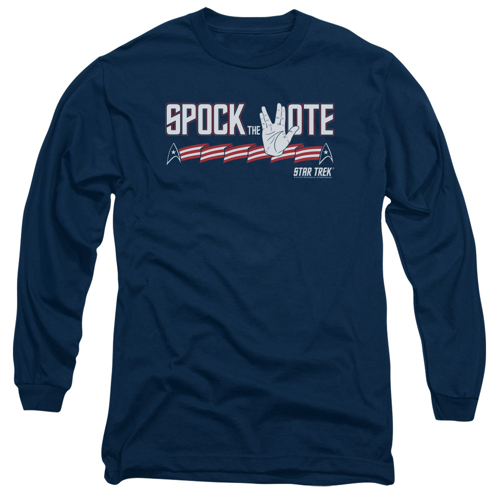 Star Trek - Spock The Vote - Long Sleeve Adult 18/1 - Navy T-shirt
