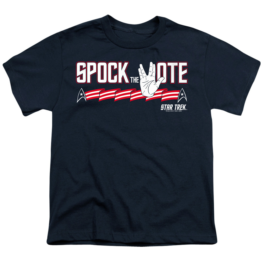Star Trek - Spock The Vote - Short Sleeve Youth 18/1 - Navy T-shirt