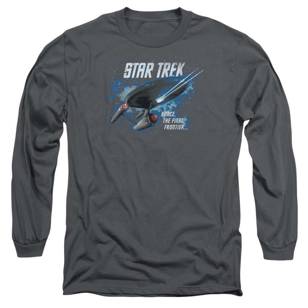 Star Trek - The Final Frontier - Long Sleeve Adult 18/1 - Charcoal T-shirt