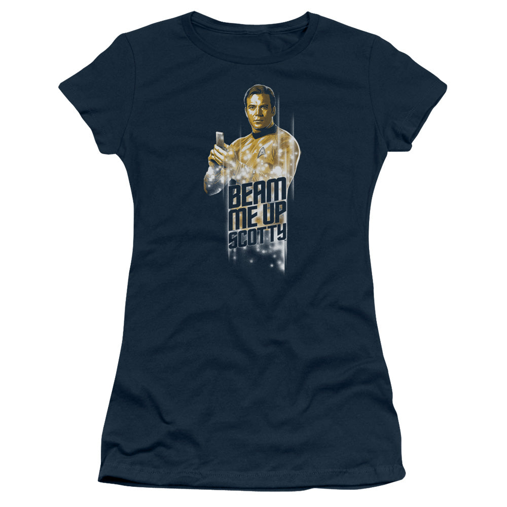 Star Trek - Beam Me Up - Short Sleeve Junior Sheer - Navy T-shirt