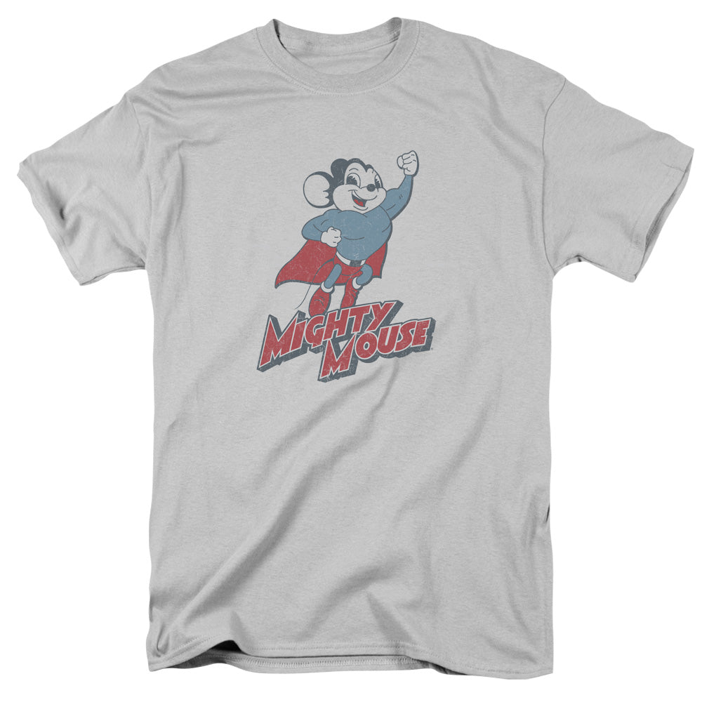 Mighty Mouse - Mighty Blast Off - Short Sleeve Adult 18/1 - Silver T-shirt