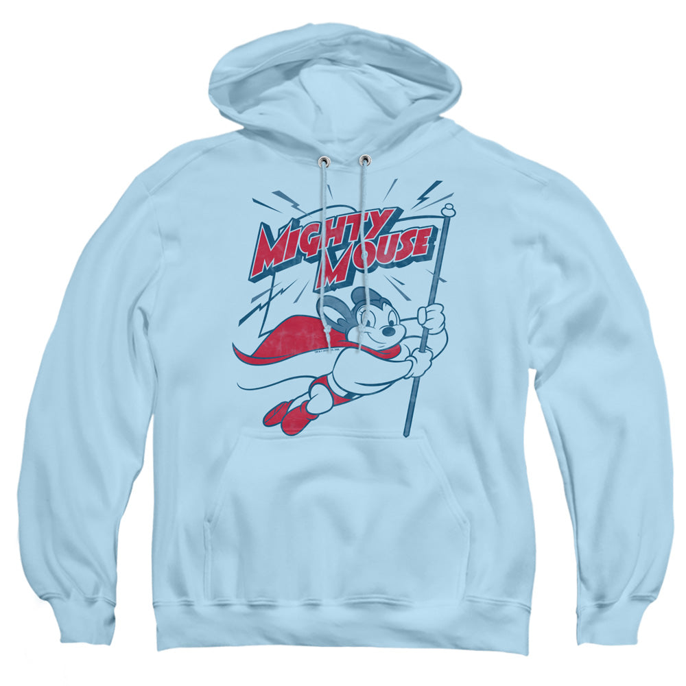 Mighty Mouse - Mighty Flag - Adult Pull-over Hoodie - Light Blue