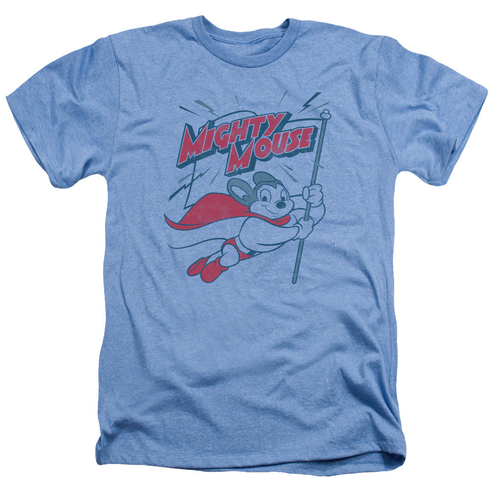 Mighty Mouse - Mighty Flag - Adult Heather - Light Blue