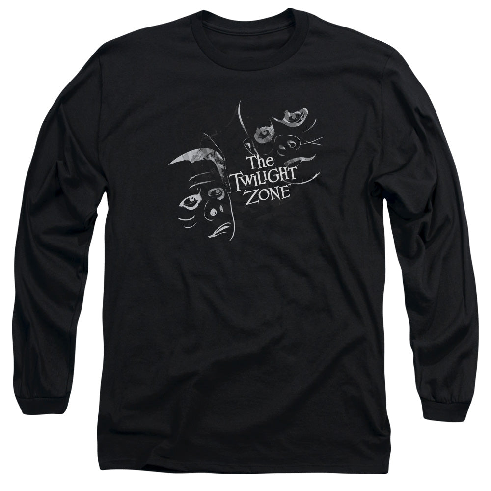 Twilight Zone - Strange Faces - Long Sleeve Adult 18/1 - Black T-shirt