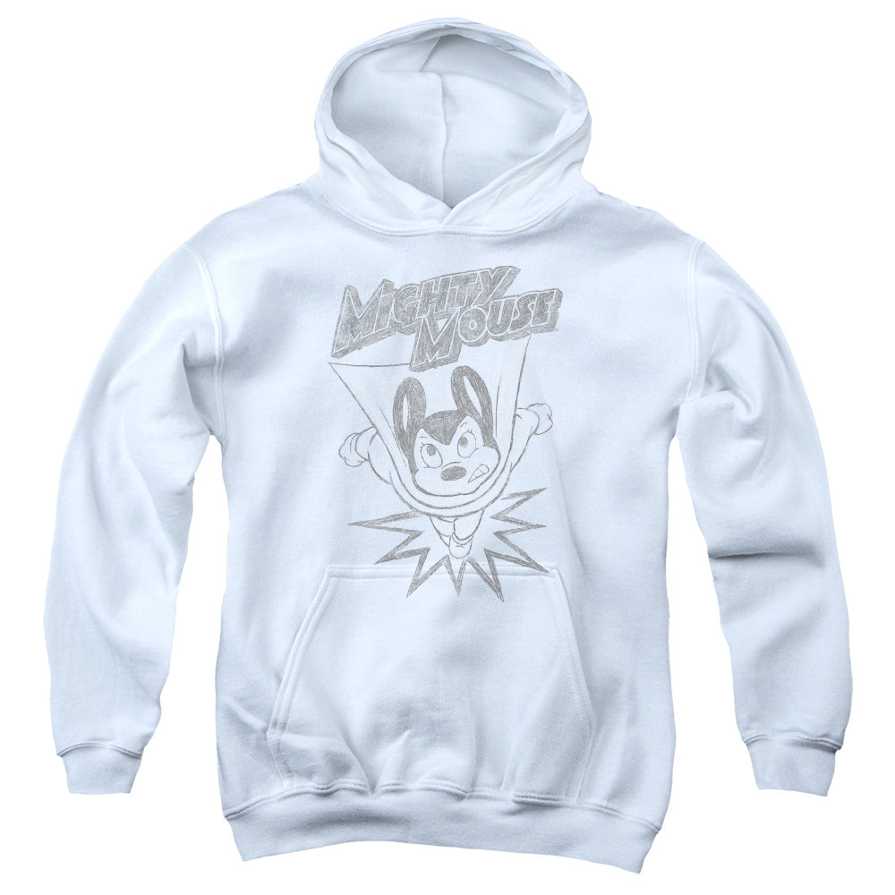Mighty Mouse - Bursting Out - Youth Pull-over Hoodie - White
