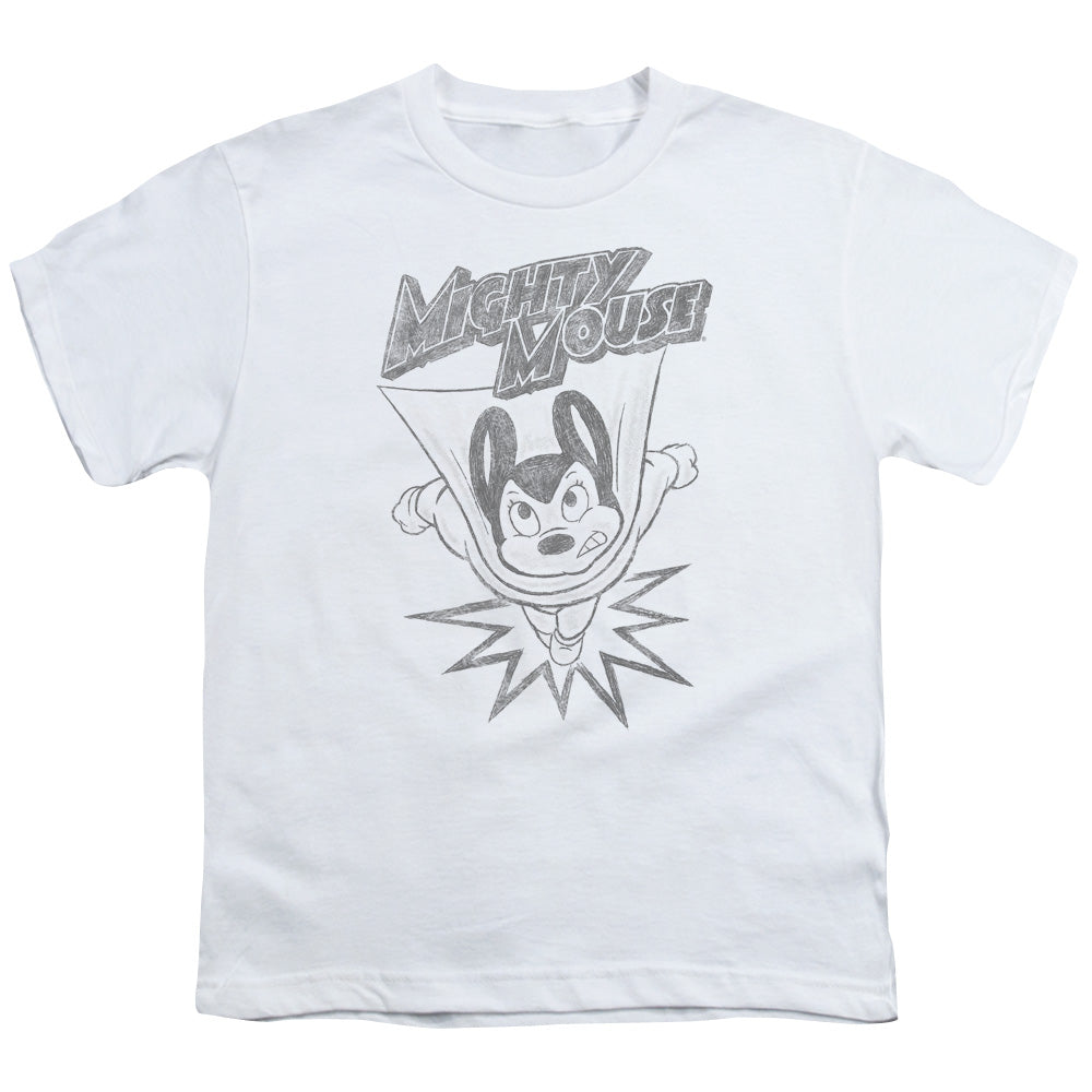 Mighty Mouse - Bursting Out - Short Sleeve Youth 18/1 - White T-shirt