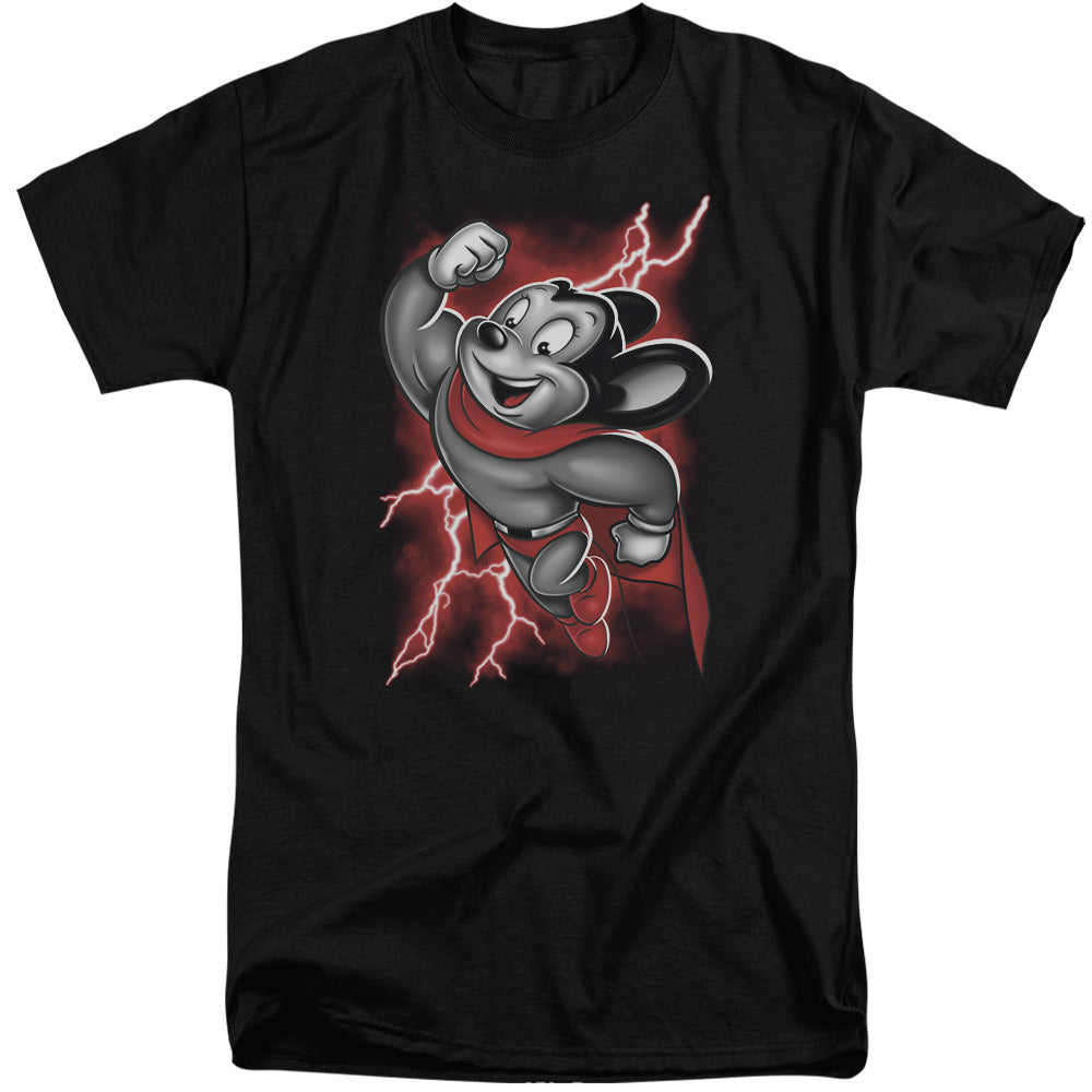 Mighty Mouse - Mighty Storm - Short Sleeve Adult Tall - Black T-shirt