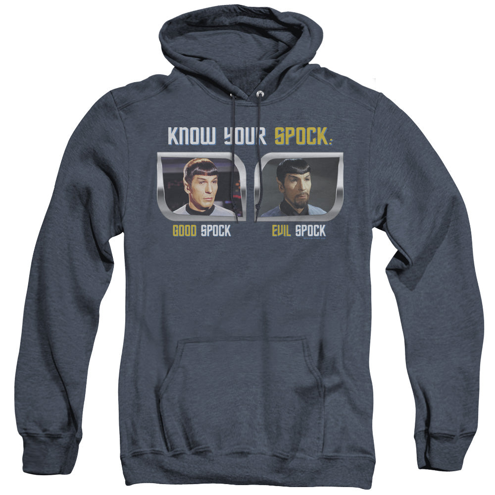 St Original - Know Your Spock - Adult Heather Hoodie - Navy