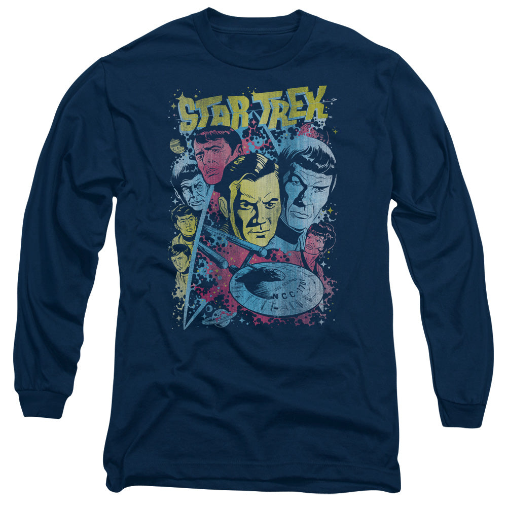 Star Trek - Classic Crew Illustrated - Long Sleeve Adult 18/1 - Navy T-shirt