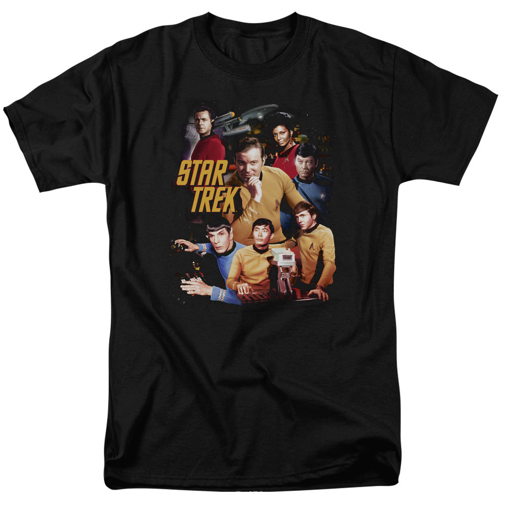 Star Trek - At The Controls - Short Sleeve Adult 18/1 - Black T-shirt