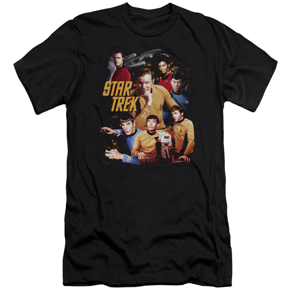 STAR TREK AT THE CONTROLS - S/S ADULT 30/1 - BLACK T-Shirt