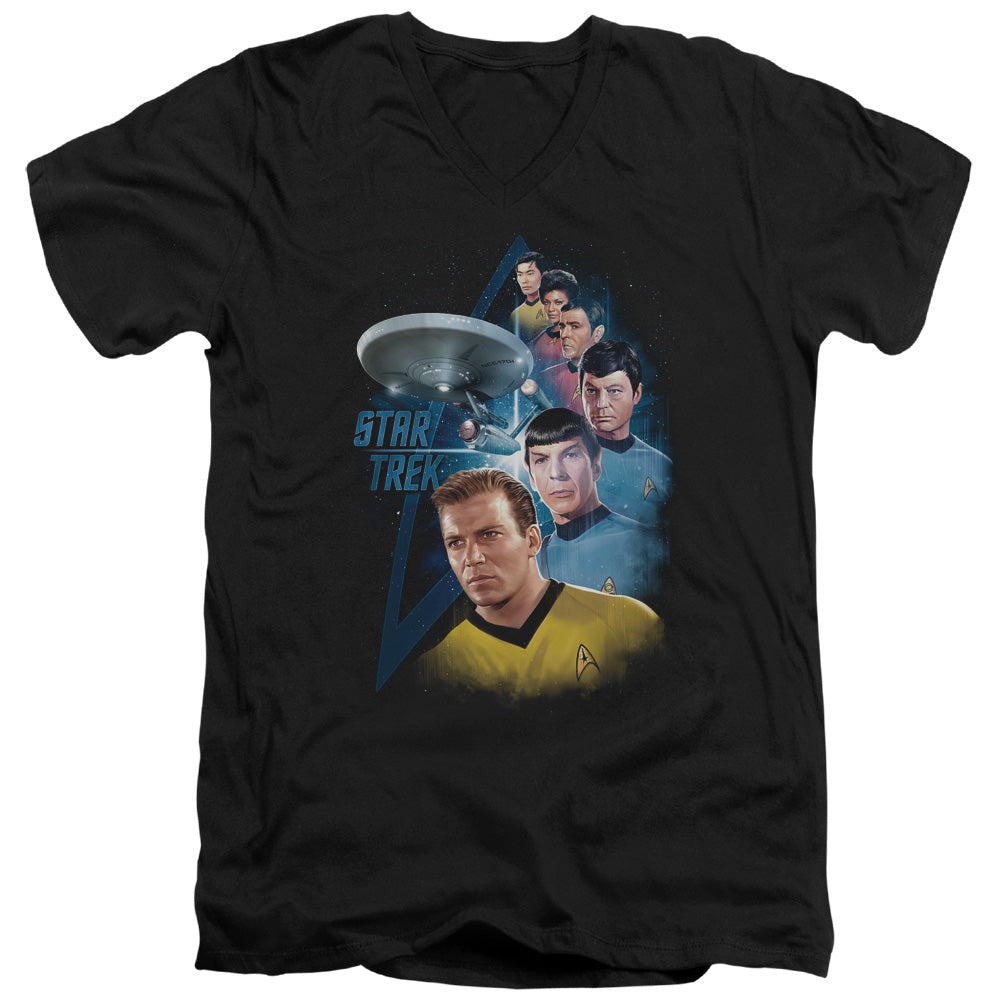 Star Trek - Among The Stars - Short Sleeve Adult V-neck - Black T-shirt