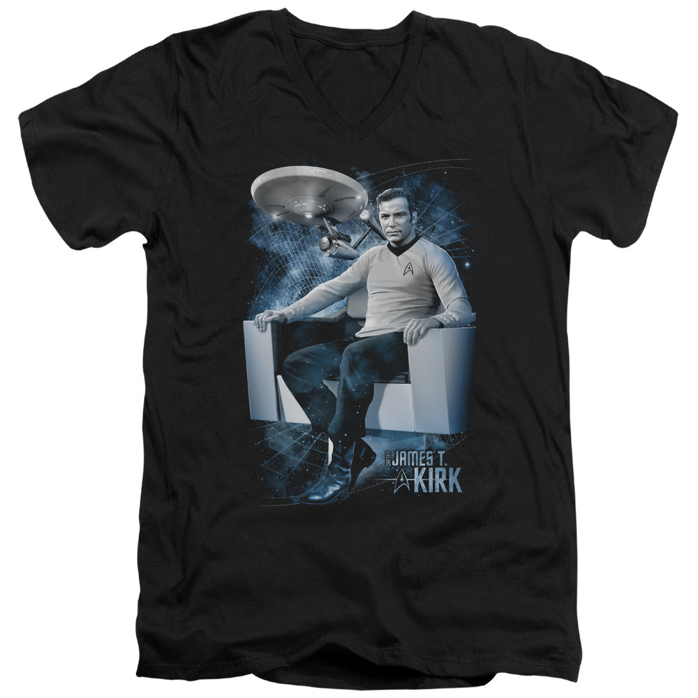Star Trek - Captains Chair - Short Sleeve Adult V-neck - Black T-shirt