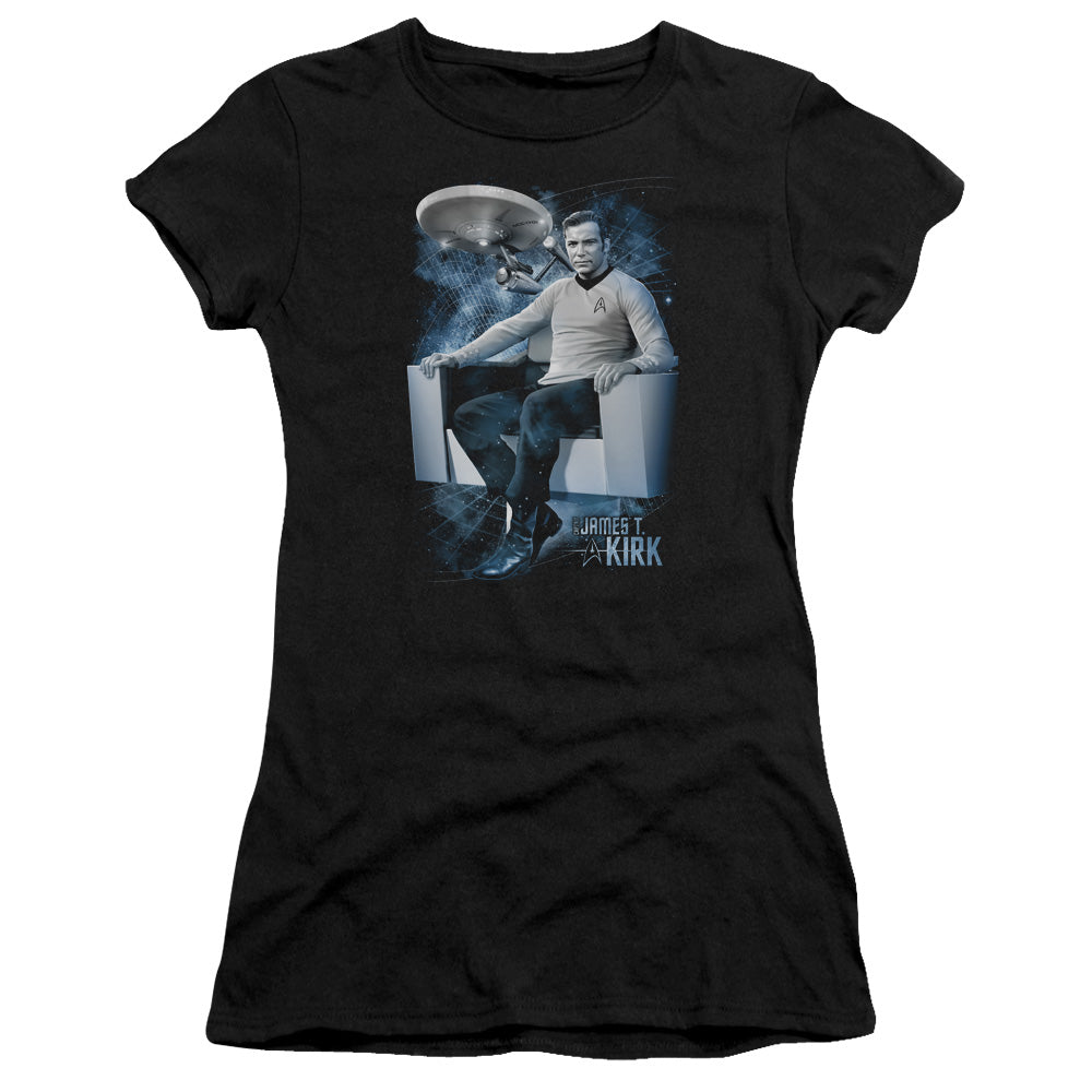 Star Trek - Captains Chair - Short Sleeve Junior Sheer - Black T-shirt