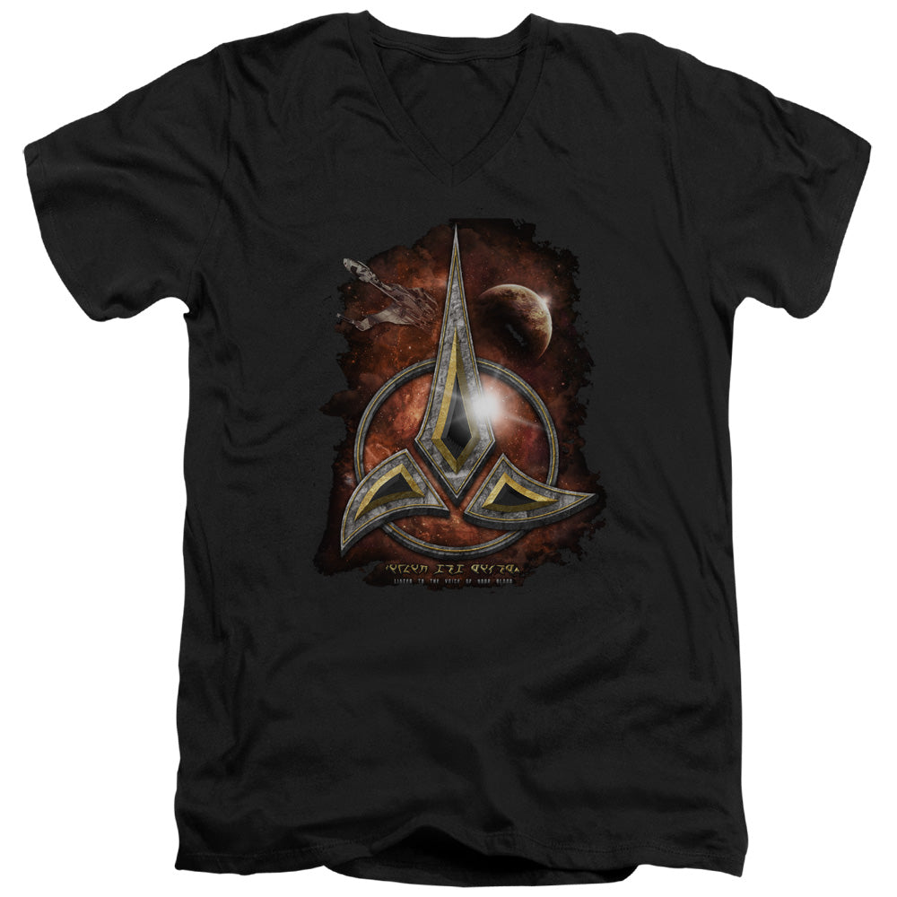 Star Trek - Klingon Crest - Short Sleeve Adult V-neck - Black T-shirt