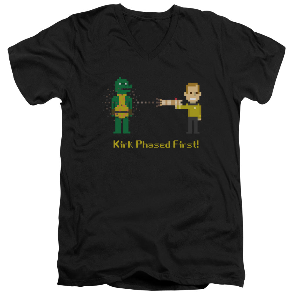 Star Trek - Kirk Phased First - Short Sleeve Adult V-neck - Black T-shirt