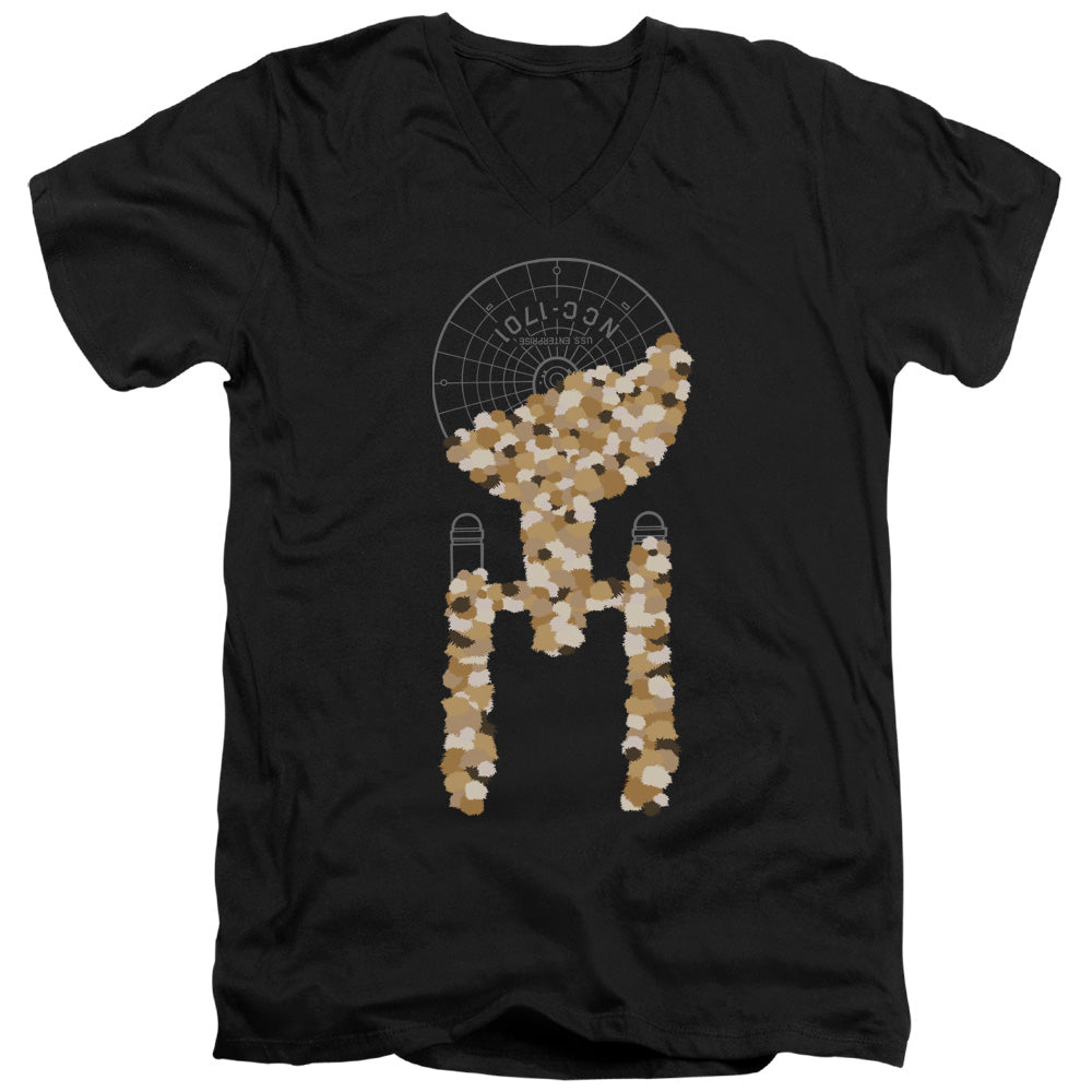 Star Trek - Tribble Takeover - Short Sleeve Adult V-neck - Black T-shirt