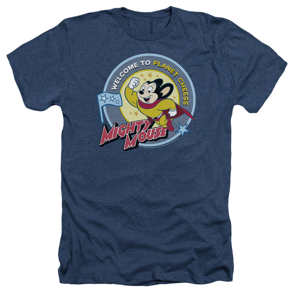 Mighty Mouse - Planet Cheese - Adult Heather - Navy