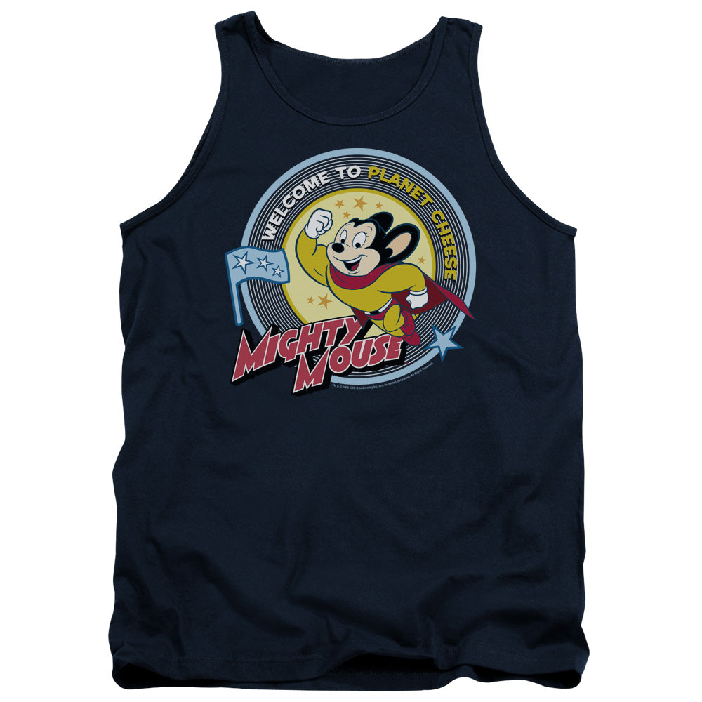 Mighty Mouse - Planet Cheese - Adult Tank - Navy