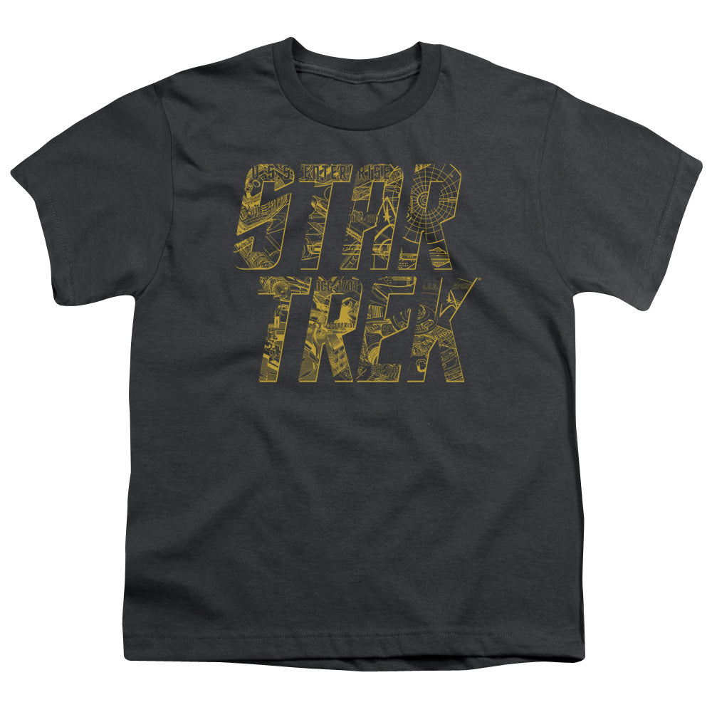 Star Trek - Schematic Logo - Short Sleeve Youth 18/1 - Charcoal T-shirt