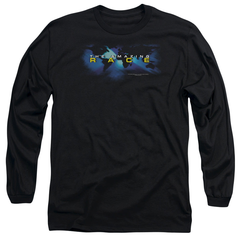 Amazing Race - Faded Globe - Long Sleeve Adult 18/1 - Black T-shirt
