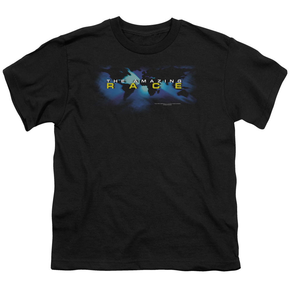 Amazing Race - Faded Globe - Short Sleeve Youth 18/1 - Black T-shirt