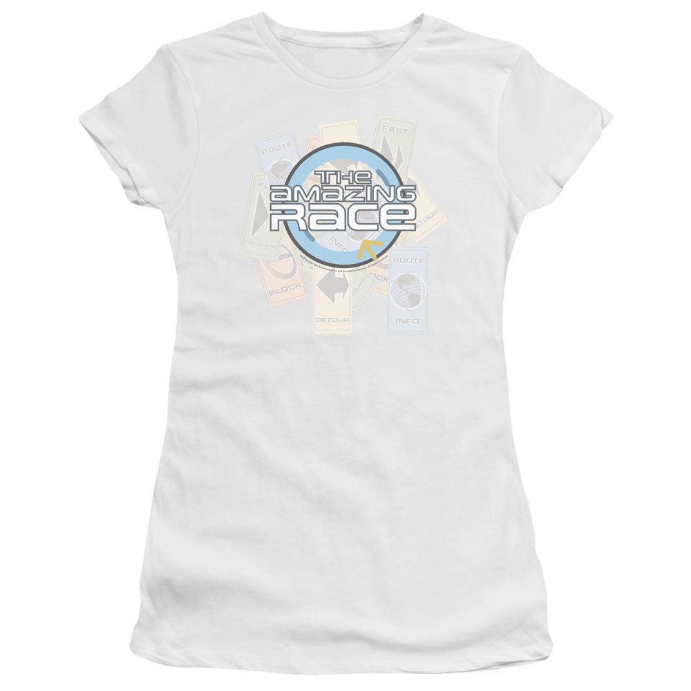 Amazing Race - The Race - Short Sleeve Junior Sheer - White T-shirt