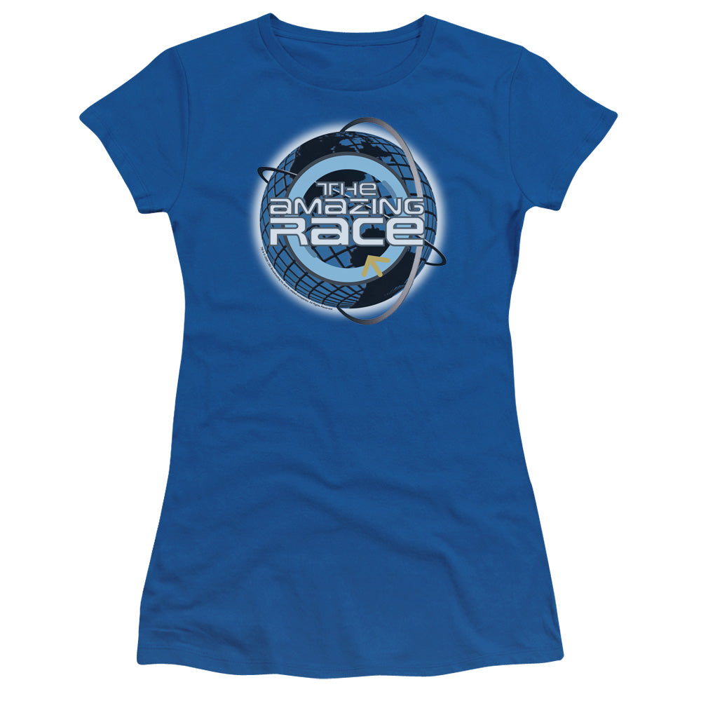 Amazing Race - Around The Globe - Short Sleeve Junior Sheer - Royal Blue T-shirt