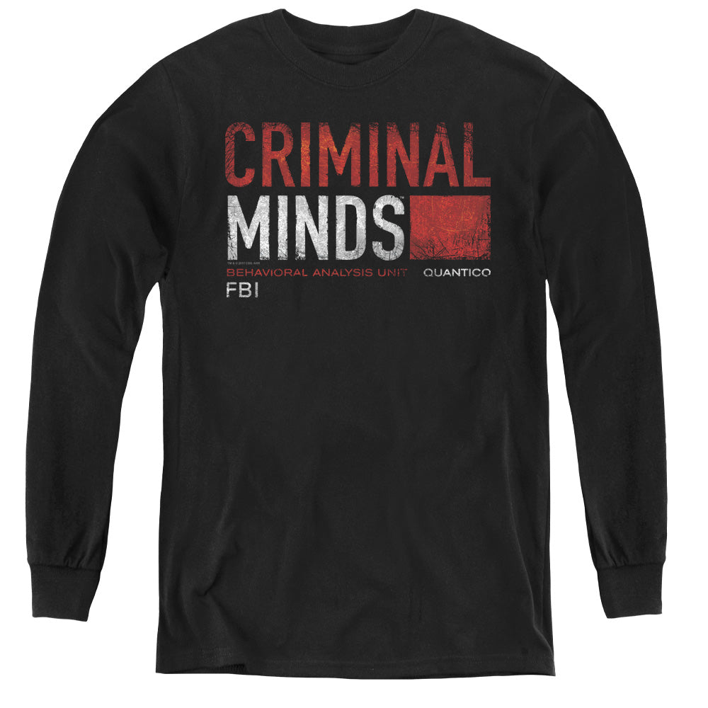 Criminal Minds - Title Card - Youth Long Sleeve Tee - Black