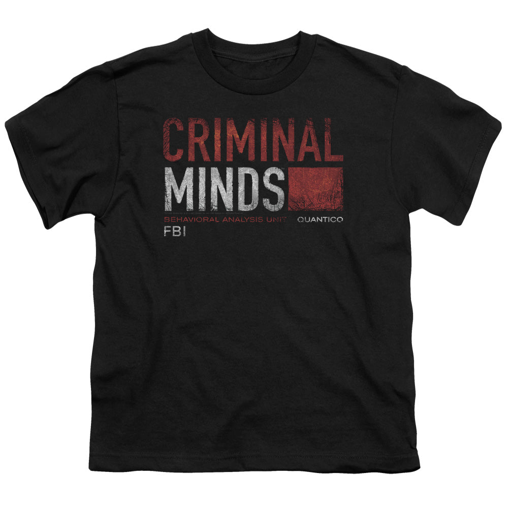 Criminal Minds - Title Card - Short Sleeve Youth 18/1 - Black T-shirt