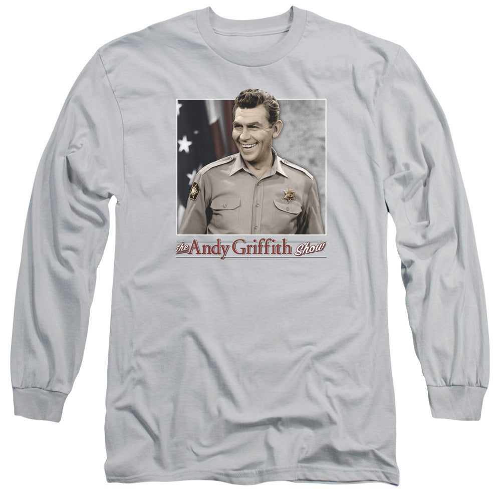 Andy Griffith - All American - Long Sleeve Adult 18/1 - Silver T-shirt