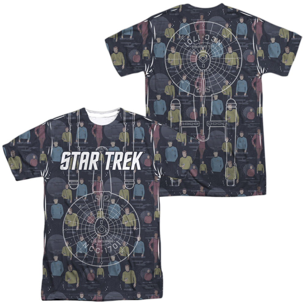 Star Trek - Enterprise Crew (Front/back Print) - Short Sleeve Adult 100% Poly Crew (Front/back Print) - White T-shirt