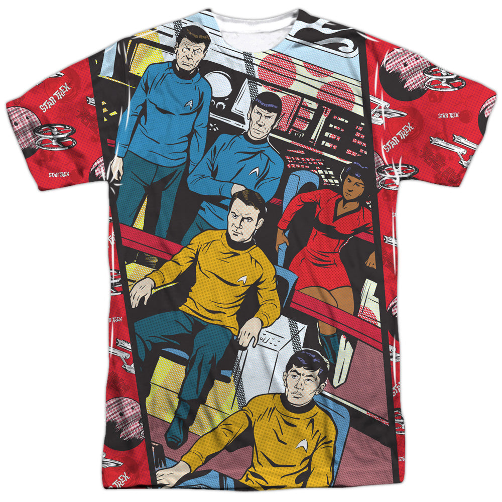 Star Trek - Long Panel - Short Sleeve Adult 100% Poly Crew - White T-shirt