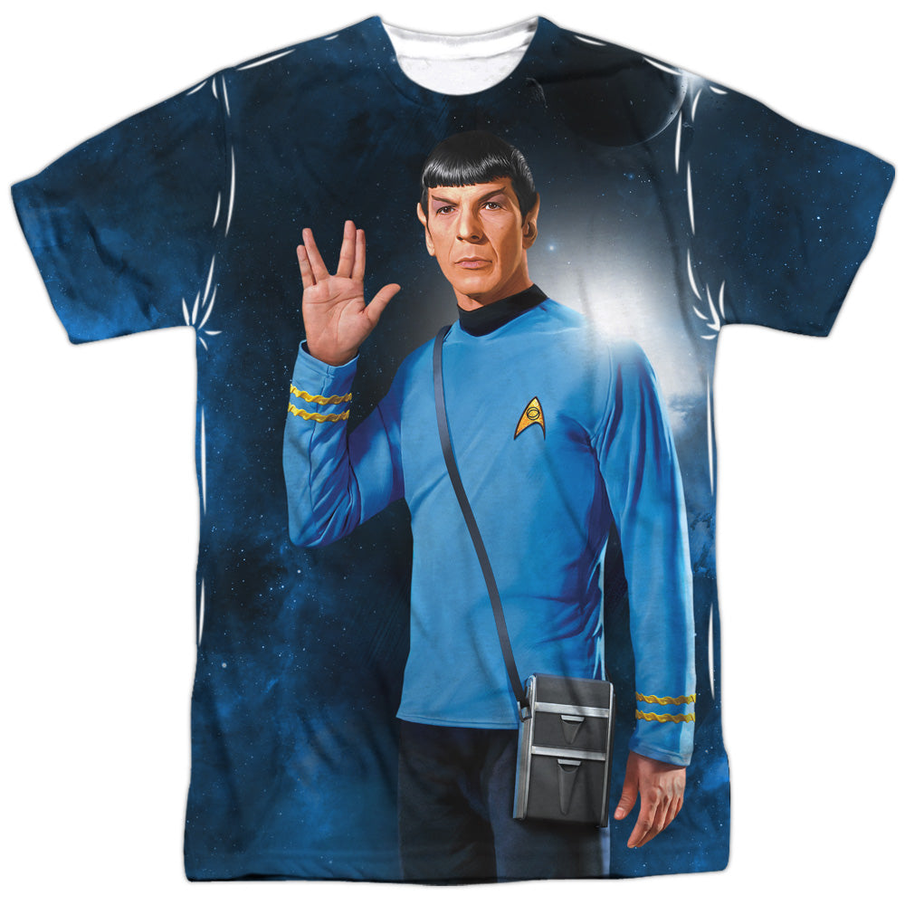 Star Trek - Live Long - Short Sleeve Adult 100% Poly Crew - White T-shirt