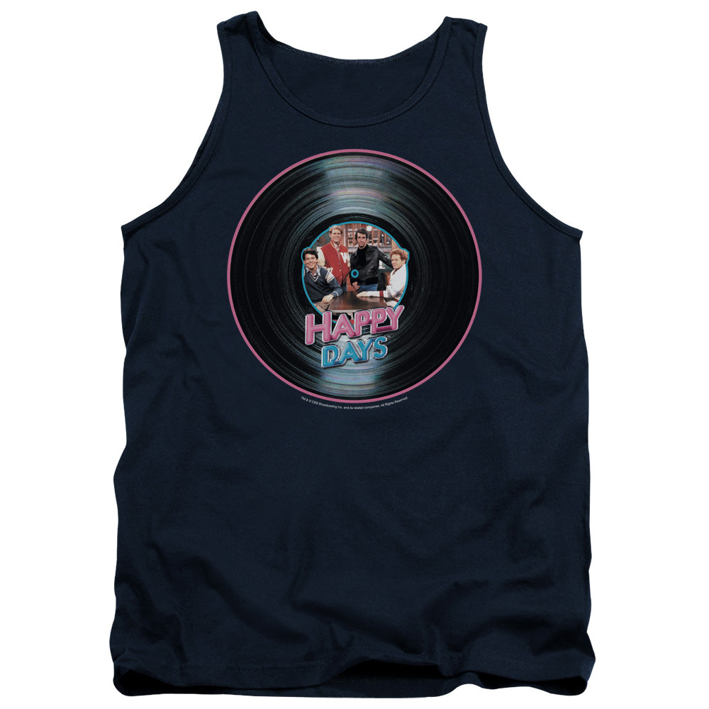 Happy Days - On The Record - Adult Tank - Navy