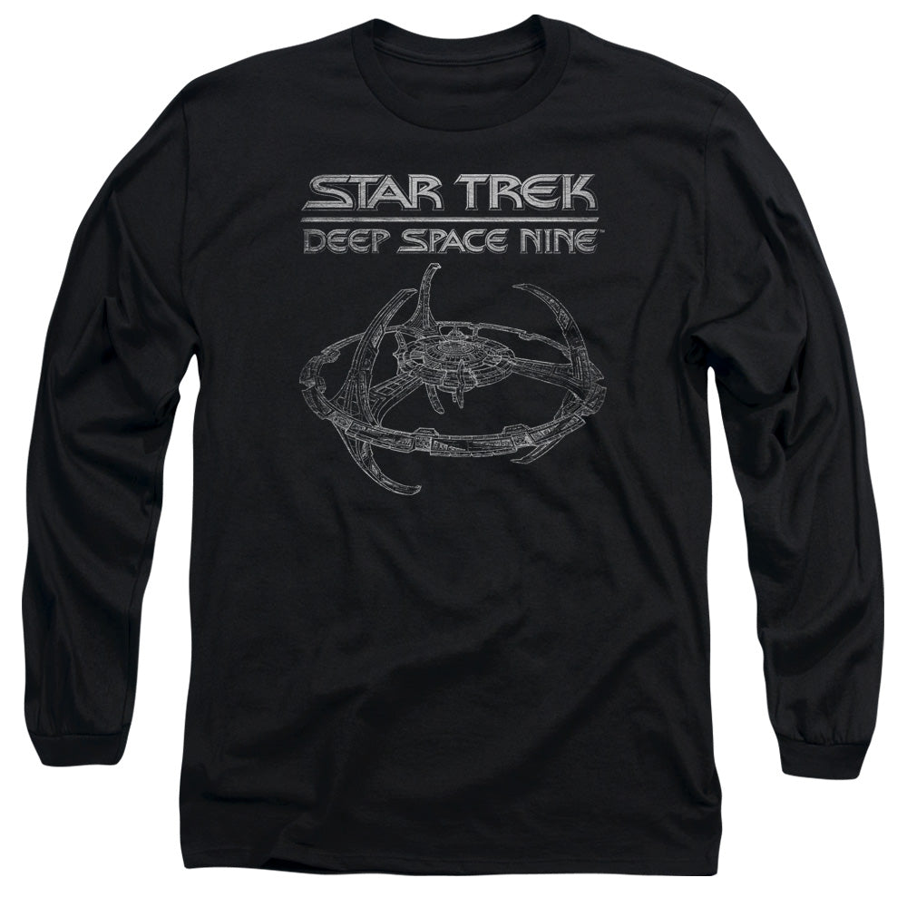Star Trek - Ds9 Station - Long Sleeve Adult 18/1 - Black T-shirt