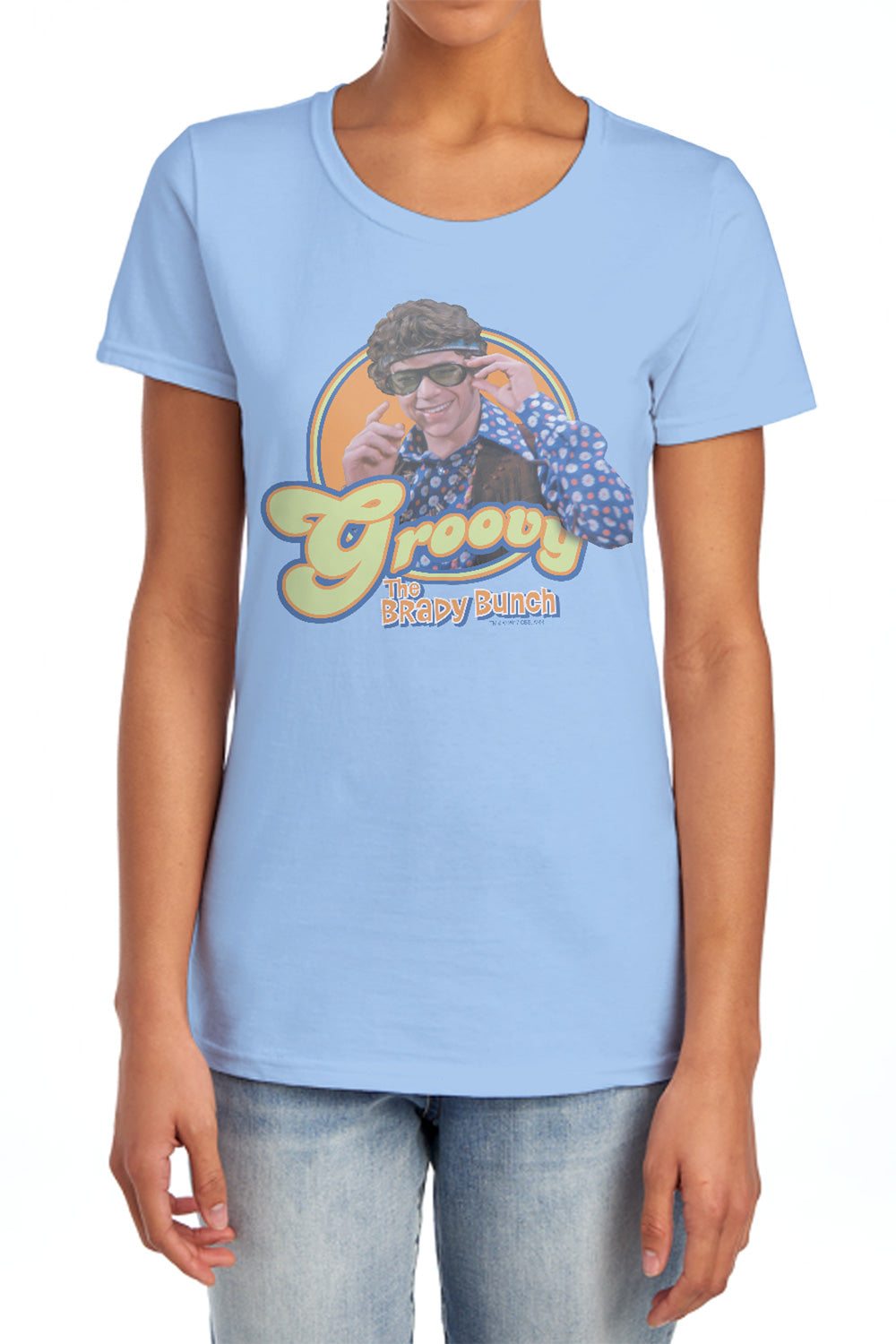 Brady Bunch - Groovy Greg - Short Sleeve Womens Tee - Light Blue T-shirt