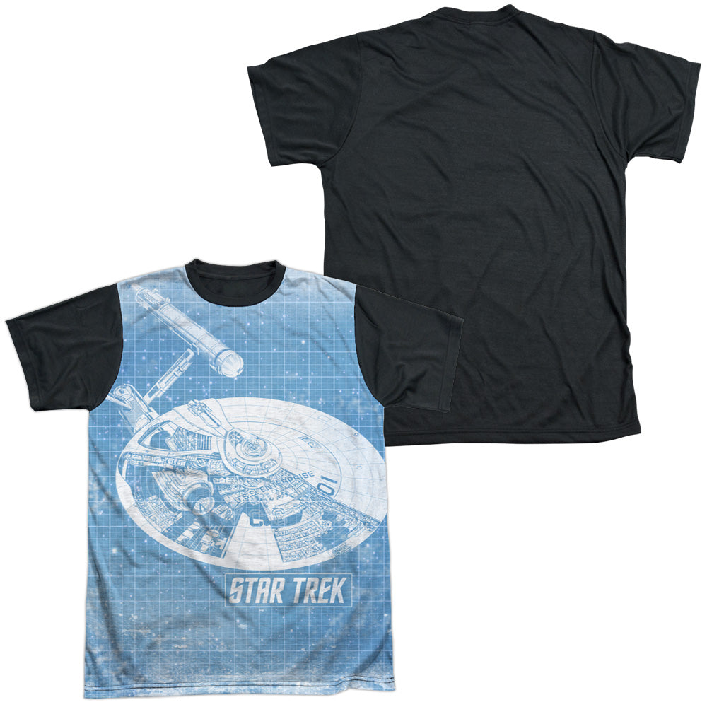 Star Trek - Ships Blueprint - Short Sleeve Adult White Front Black Back - White T-shirt