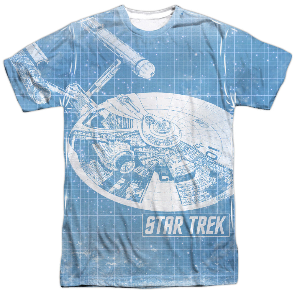 Star Trek - Ships Blueprint - Short Sleeve Adult Poly Crew - White T-shirt