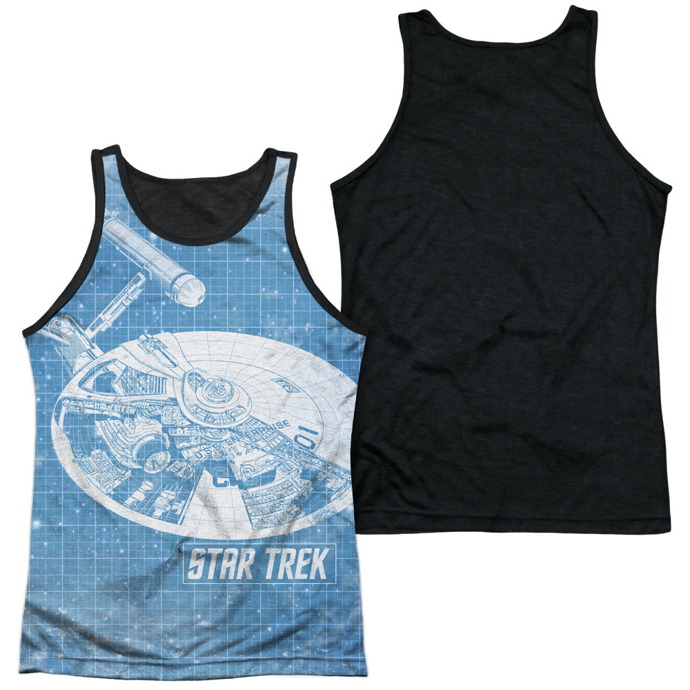 Star Trek - Ships Blueprint - Adult Poly Tank Top Black Back - White