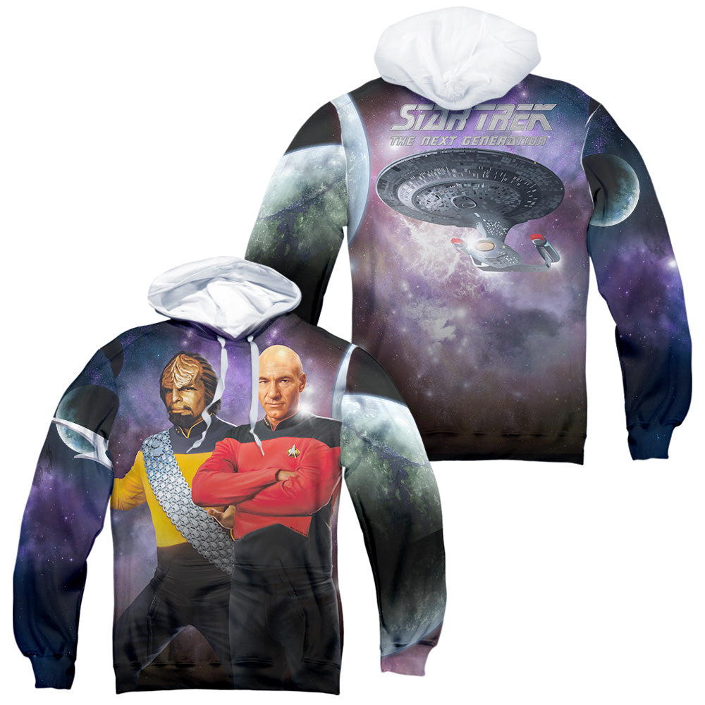 Star Trek - Tng (Front/back Print) - Adult Poly Pullover Hoodie - White