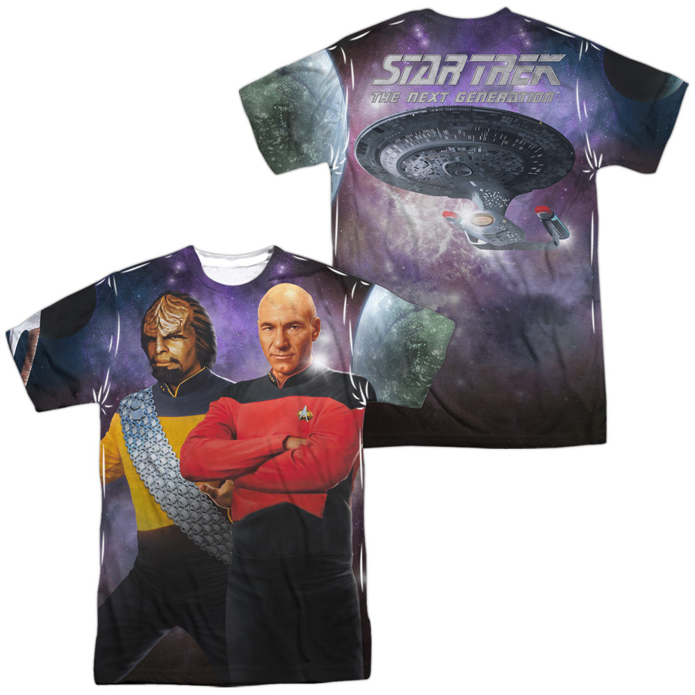 Star Trek - Tng (Front/back Print) - Short Sleeve Adult Poly Crew - White T-shirt