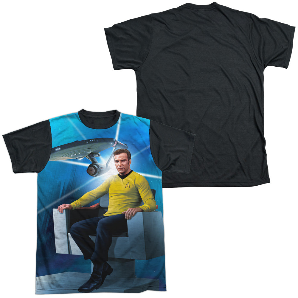 Star Trek - Kirks Ship - Short Sleeve Adult White Front Black Back - White T-shirt