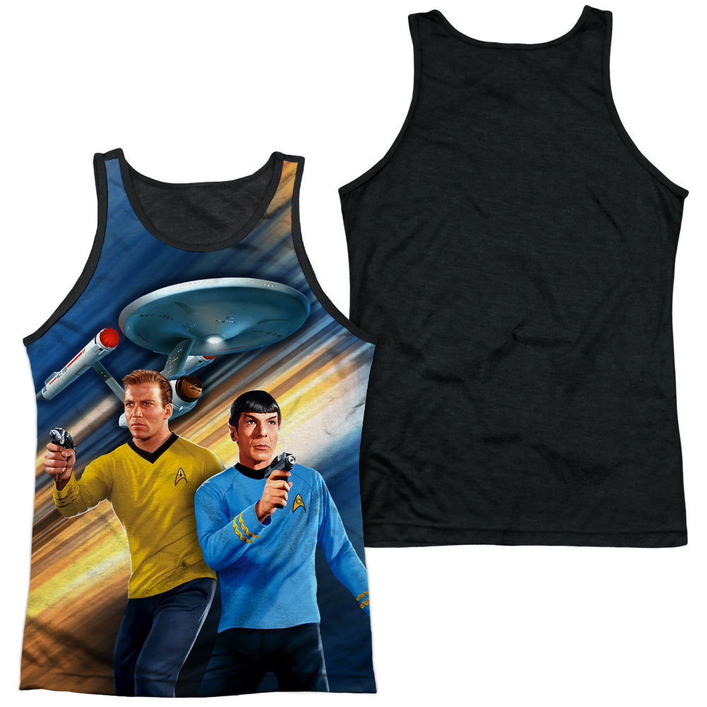 Star Trek - Phasers Down - Adult Poly Tank Top Black Back - White